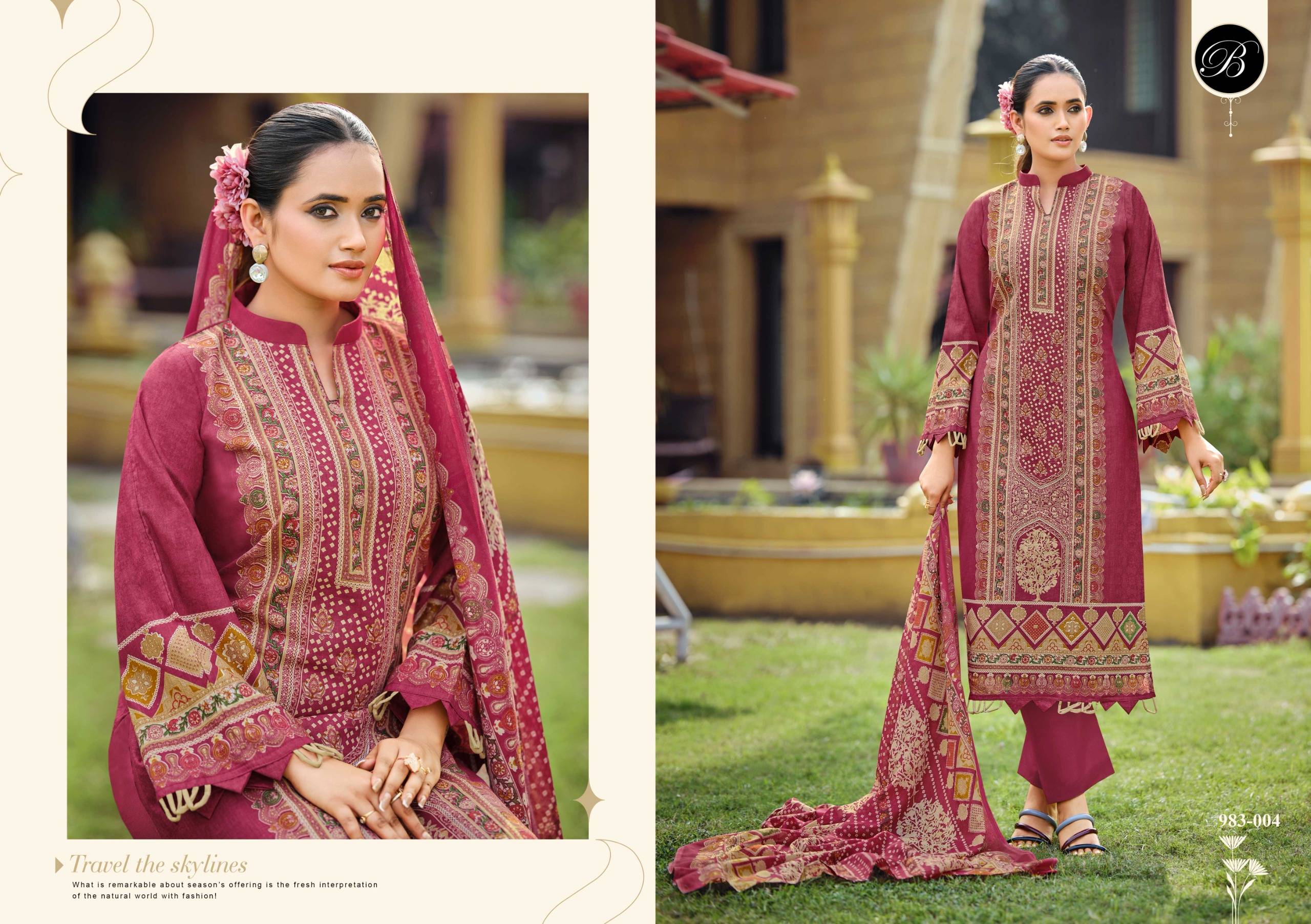 FARZANA by BelliZa DesigNer 981-001 TO 981-006 SERIES Pakistani Stylish Embroidered Pure Cotton READYMADE COLLECTION At Wholesale Price